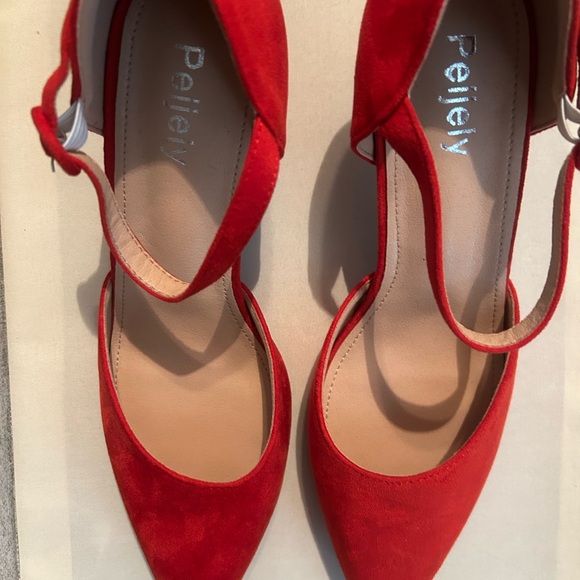 Women’s Peijely sling back low kitten heels closed toed pump work shoes Size 9 - Picture 6 of 8